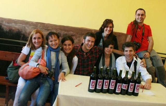  posing with the wines 